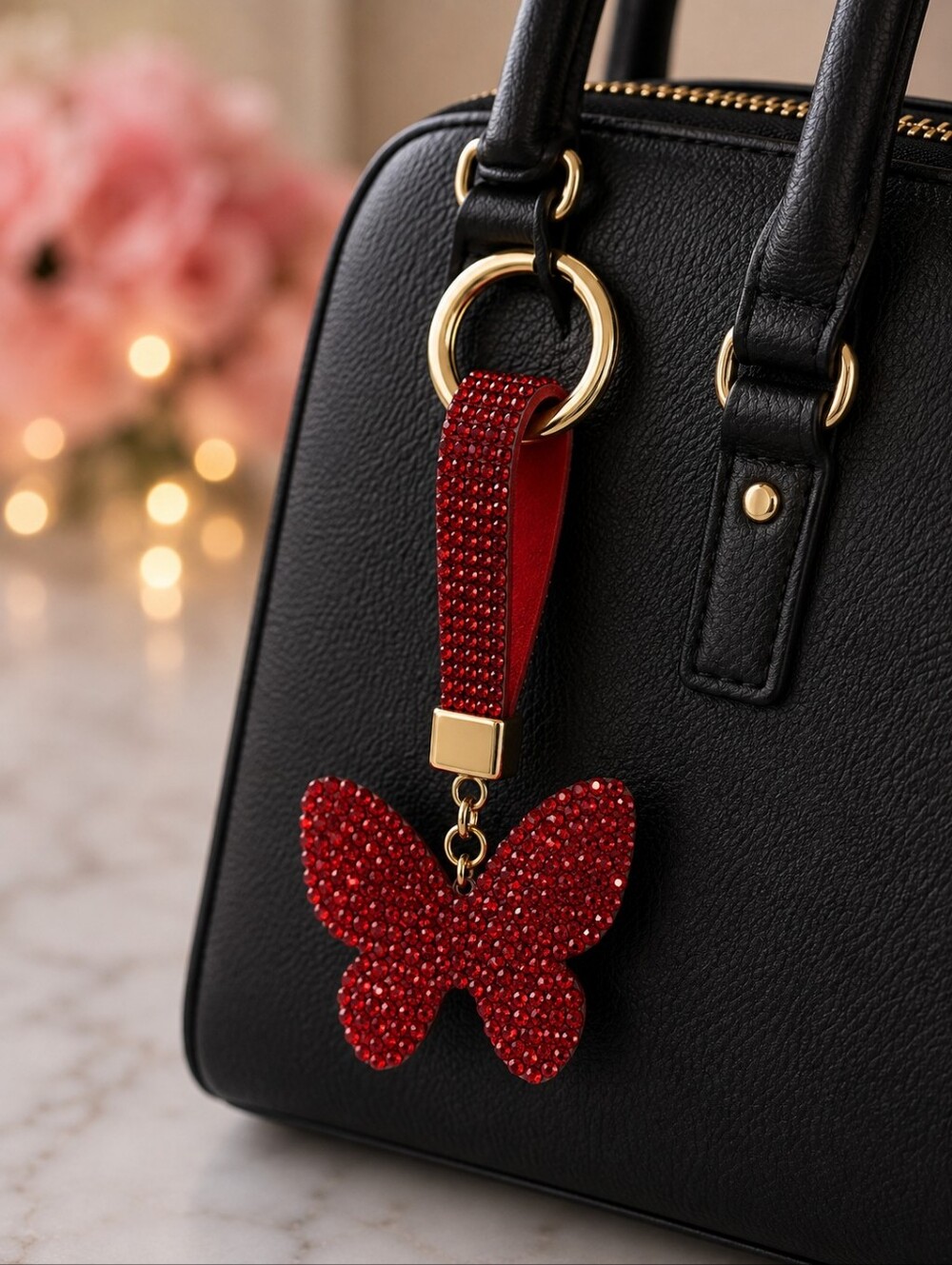 Red Crystal Butterfly Charm